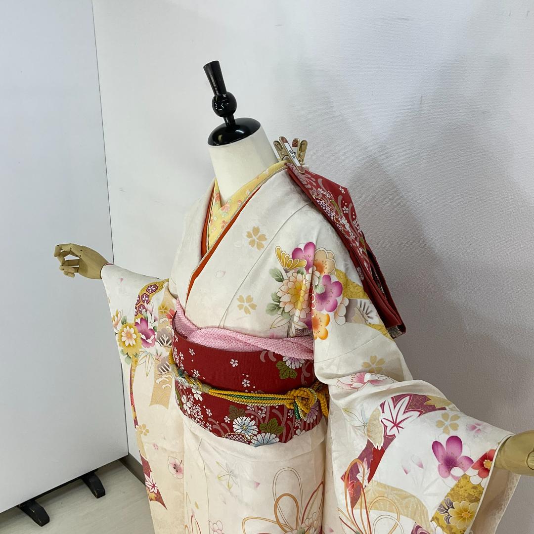 振袖フルセット、正絹絞り成人式、重ね衿帯揚げ帯締め、西陣袋帯、襦袢