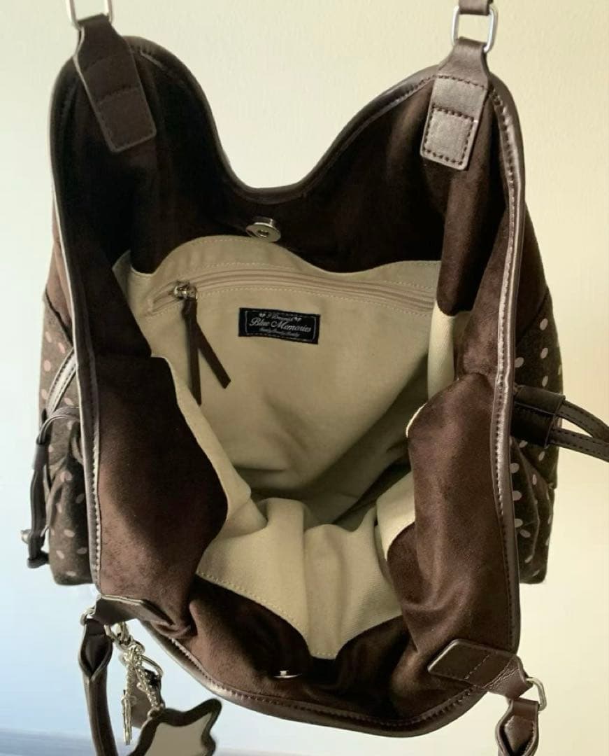 Badblue ブラウン ドット柄 ショルダーバッグ