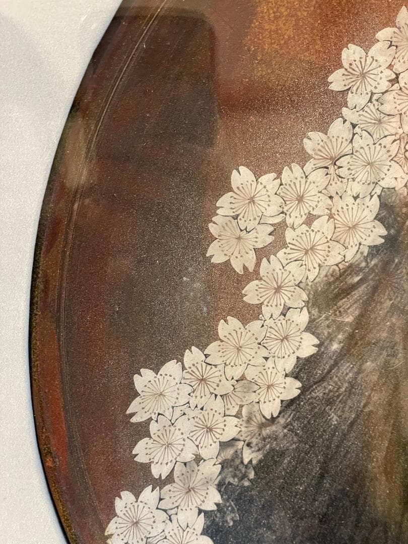 九谷焼谷敷正人作陶額雪月花『花』飾絵皿飾皿陶板画額装
