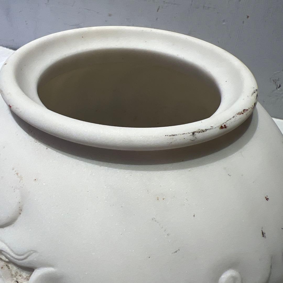 白 大理石 ドラゴン 彫刻 オブジェ 花器 壺 インテリア 希少