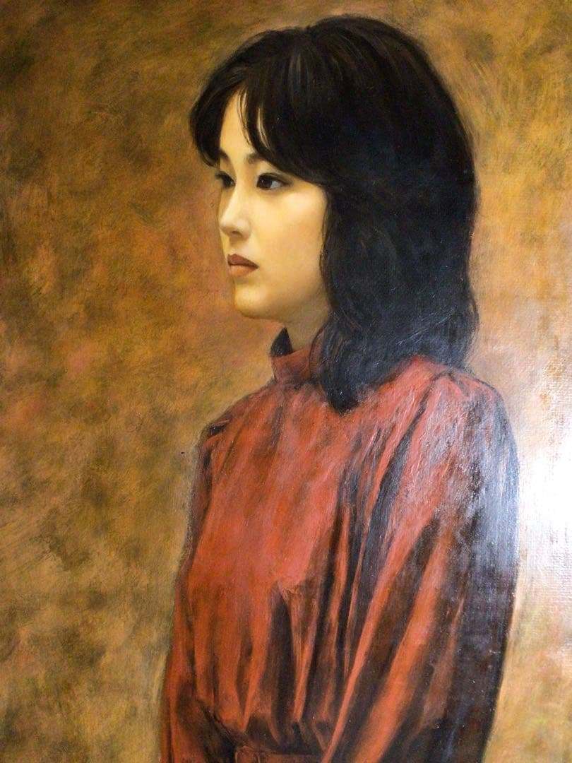 ◉真作保証◉一枚の繪◉洋画家 石村勝宣◉F4油彩 美人画◉リアリズム◉額装◉写実