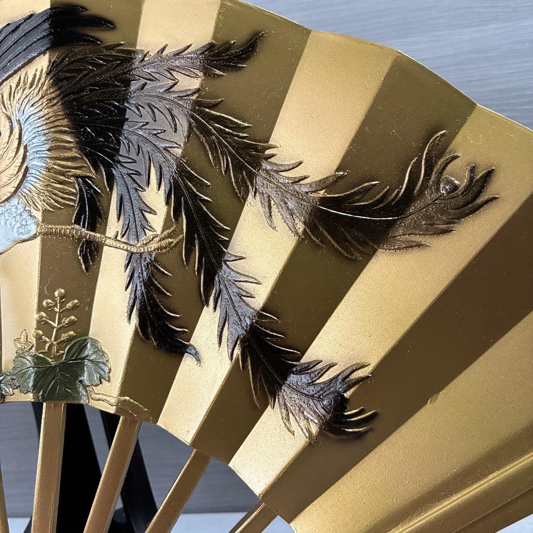 扇面 鳳凰 金属工芸 ヴィンテージ 工芸品 骨董品 飾扇