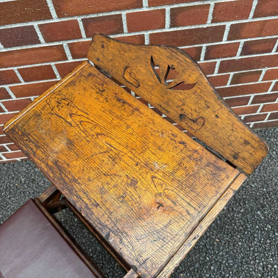 デスク・学習机 【和製アンティーク】折り畳み式 勉強机 落合製作所