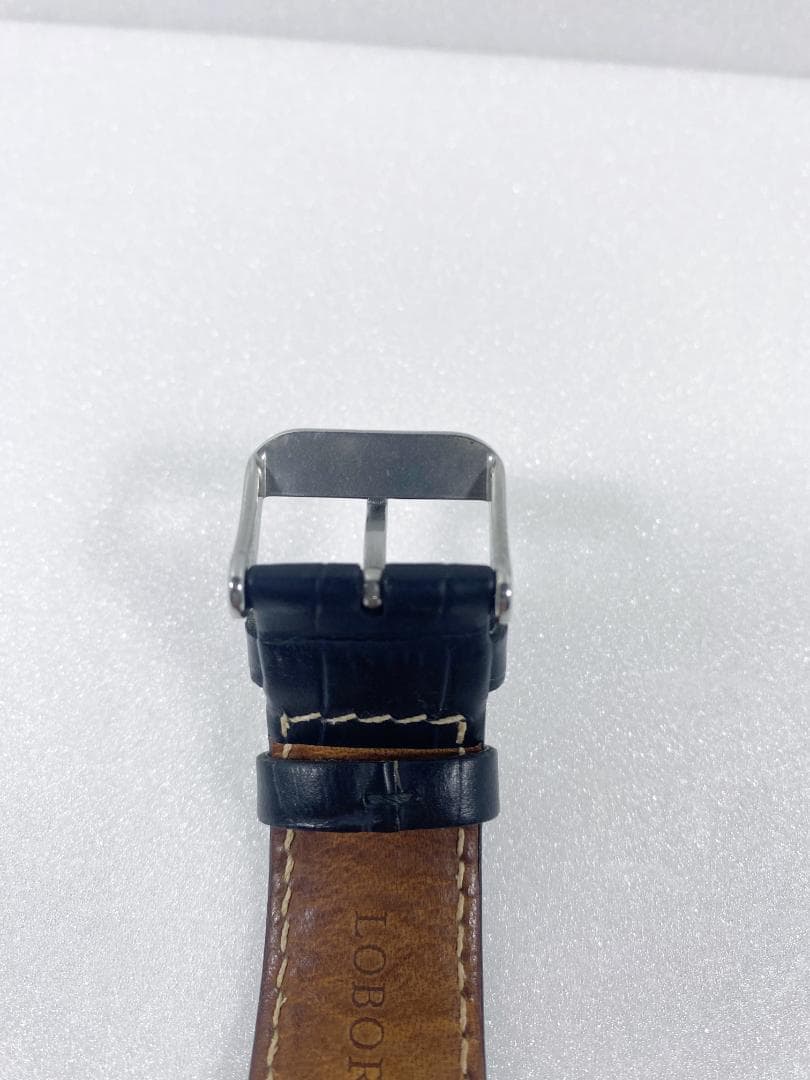 LOBOR 腕時計 男女兼用 ムーンフェイズ シルバー ネイビー