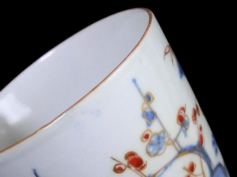 古伊万里　染錦　松竹梅の図　蕎麦猪口　 575AS-CUl