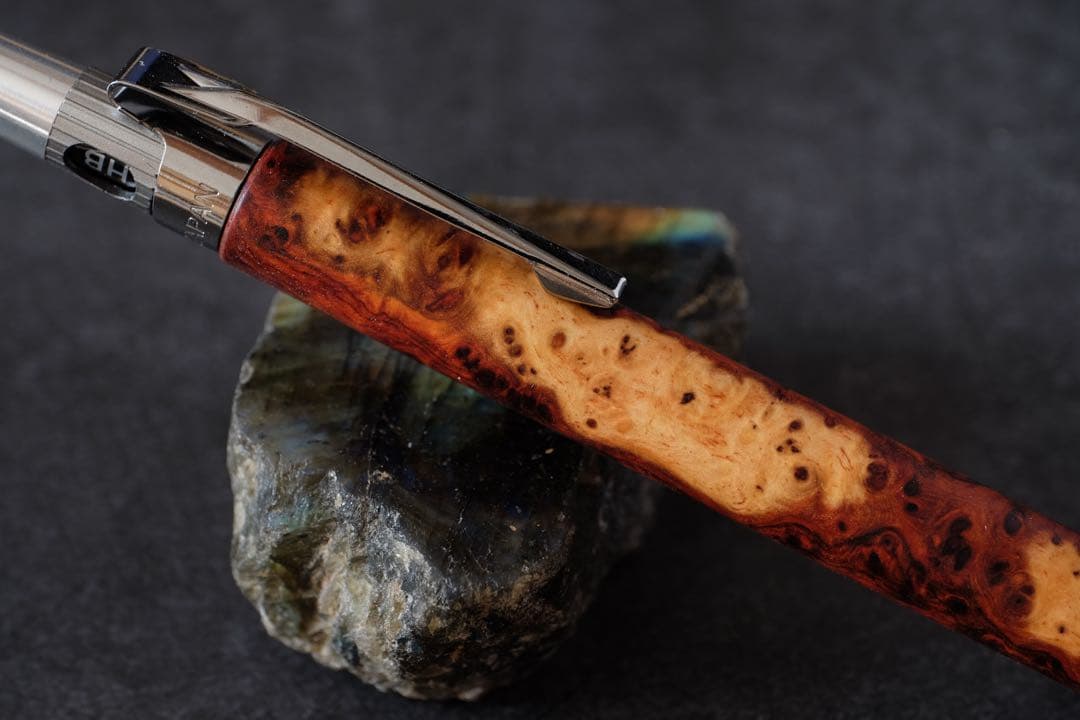 PG5木軸カスタム0213　高村杢工房 製図用シャープペンシル　極上花梨瘤紅白