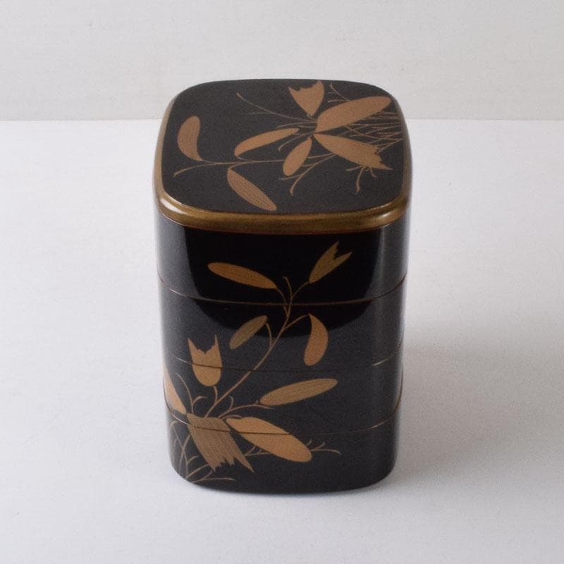 輪島塗　漆塗　草蒔絵　四段重箱　時代箱付　C　7535