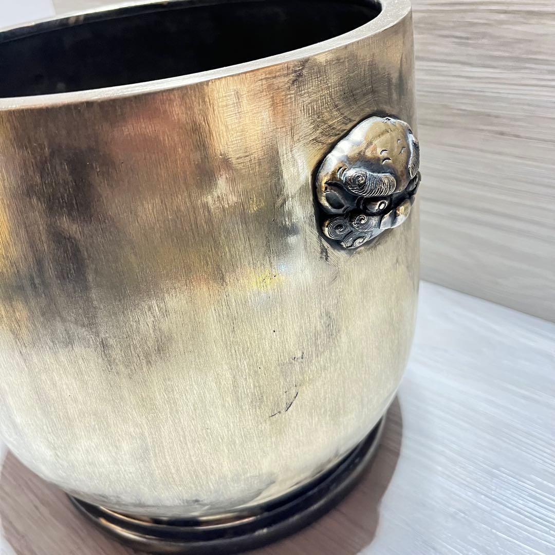 真鍮製火鉢 獅子頭取手