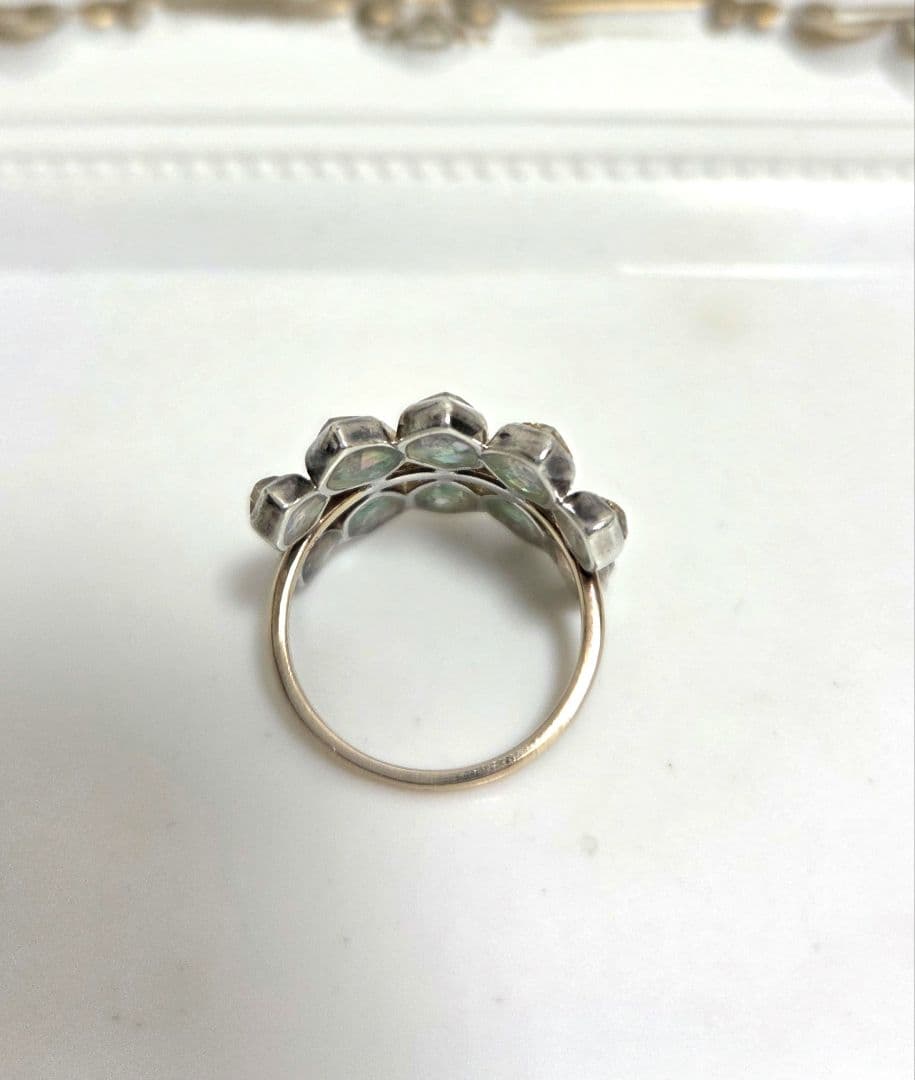 最終価格希少☆アガット K10&シルバーダイヤ&天然石リング 13号