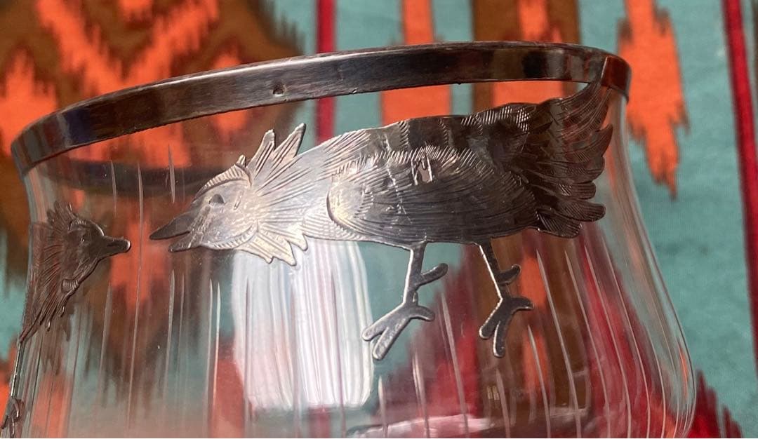 アンティーク ビンテージ 骨董 シルバー オーバーレイ クリスタル