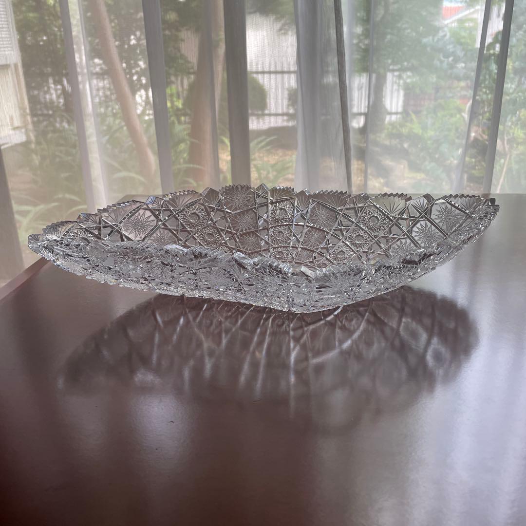 ボヘミアガラス 飾り皿 ボヘミアグラスの飾り皿 大皿 直径35cm