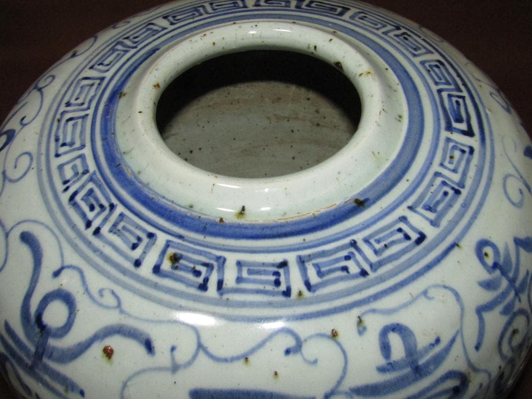 【八瑞窯 白潟八洲彦　染付　大壺　３１ｃｍ】砥部焼