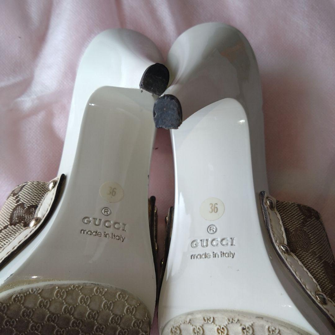 美品✨可愛いデザイン✨GUCCI GGパターン ミュール ベージュ　23センチ