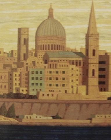 大熊峻、【マルタ島　ヴァレッタ】、希少な額装用画集より、新品額装付