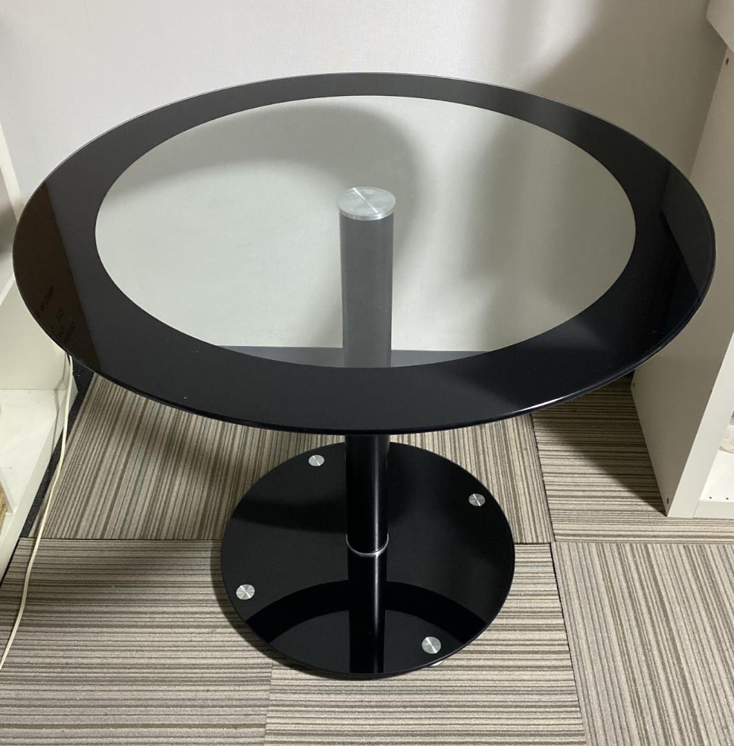naonao1788　ガラス丸テーブル IKEAローテーブル2点セット
