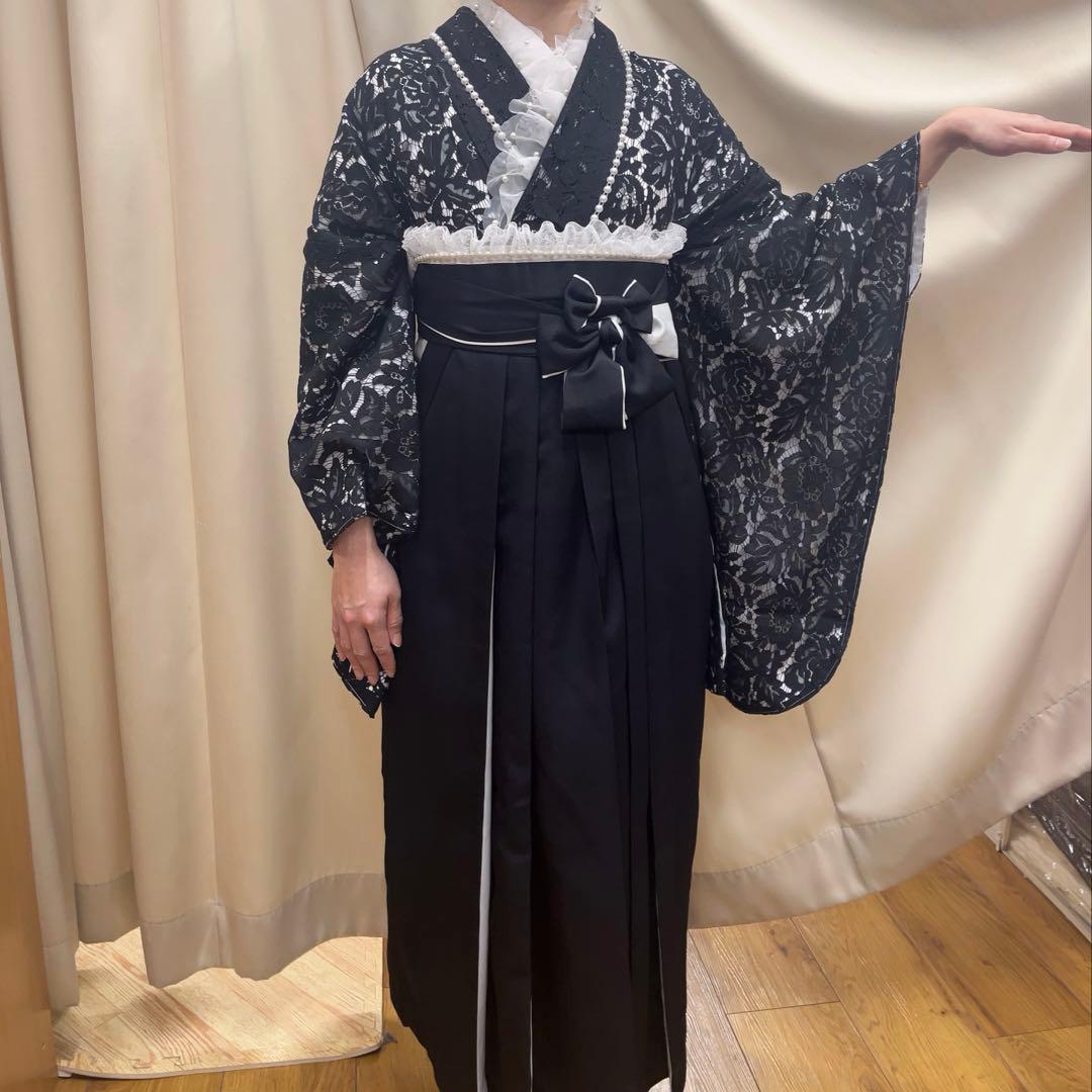 レース着物バイカラー袴レースフリルパール5点セット新品卒業式卒業袴