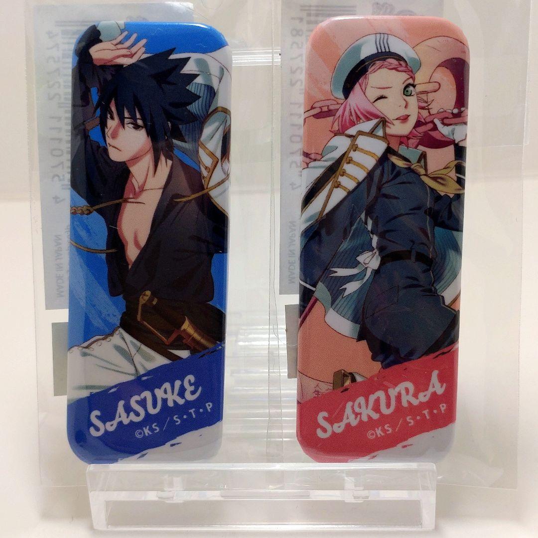 NARUTO ロング缶バッジ サスケ＆サクラ マリンルック - メルカリ