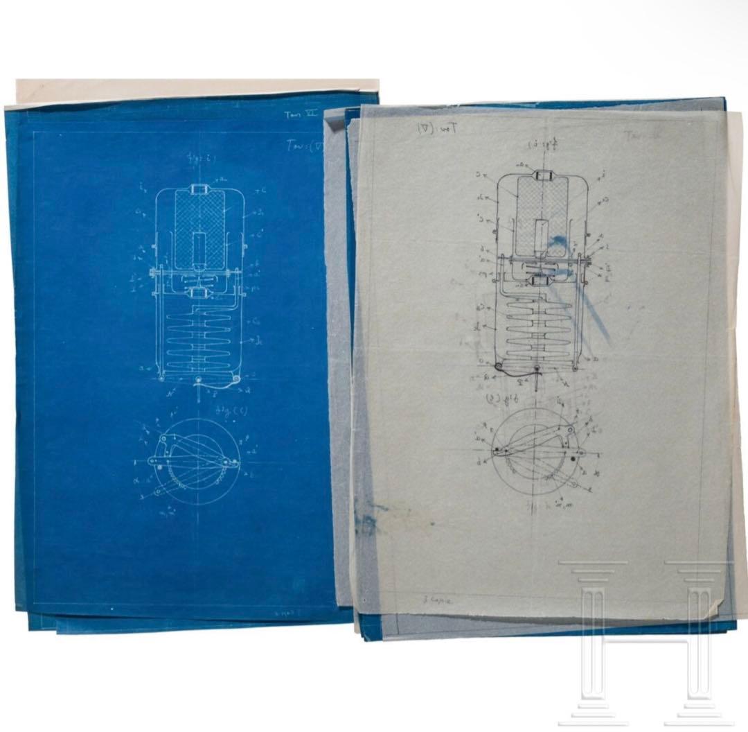 カプローニ製作所 パラシュート地雷設計原本資料セット（1930～40年代