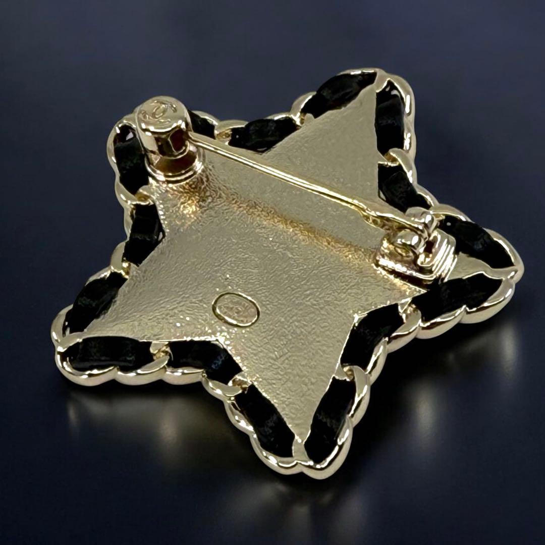 極美品☆現行】シャネル C24A 現行 ブローチ レザー 星 ココマーク