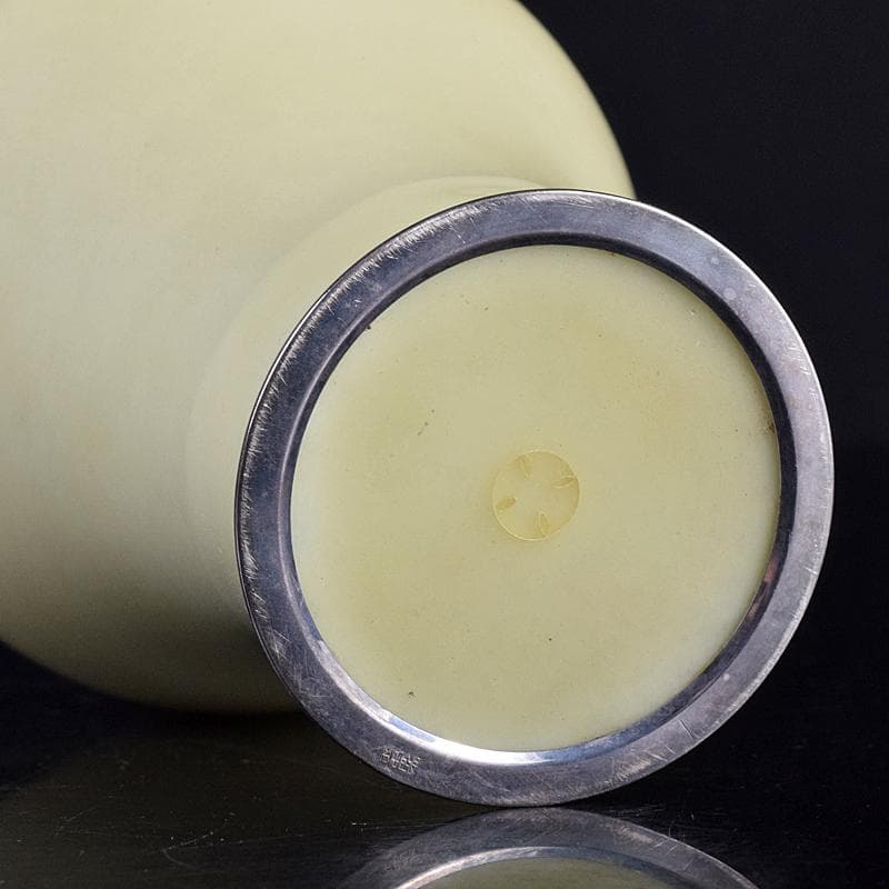 七宝焼　安藤七宝店　純銀刻印　瓶子型　黄玉釉　花瓶　共箱　M　R8511