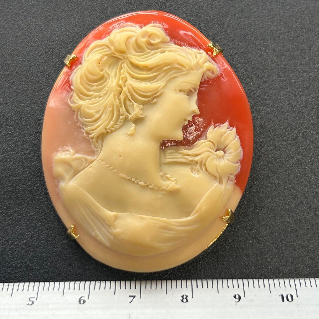 18KYG シェル カメオ ブローチ＆ ペンダントトップアリカ