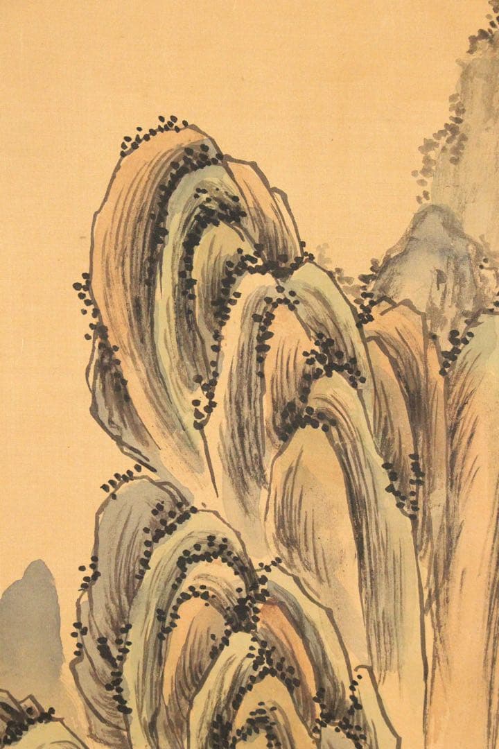 No5238 掛軸 倉山画院 山水図 絹本着色 唐物 中国画 古美術 送料無料