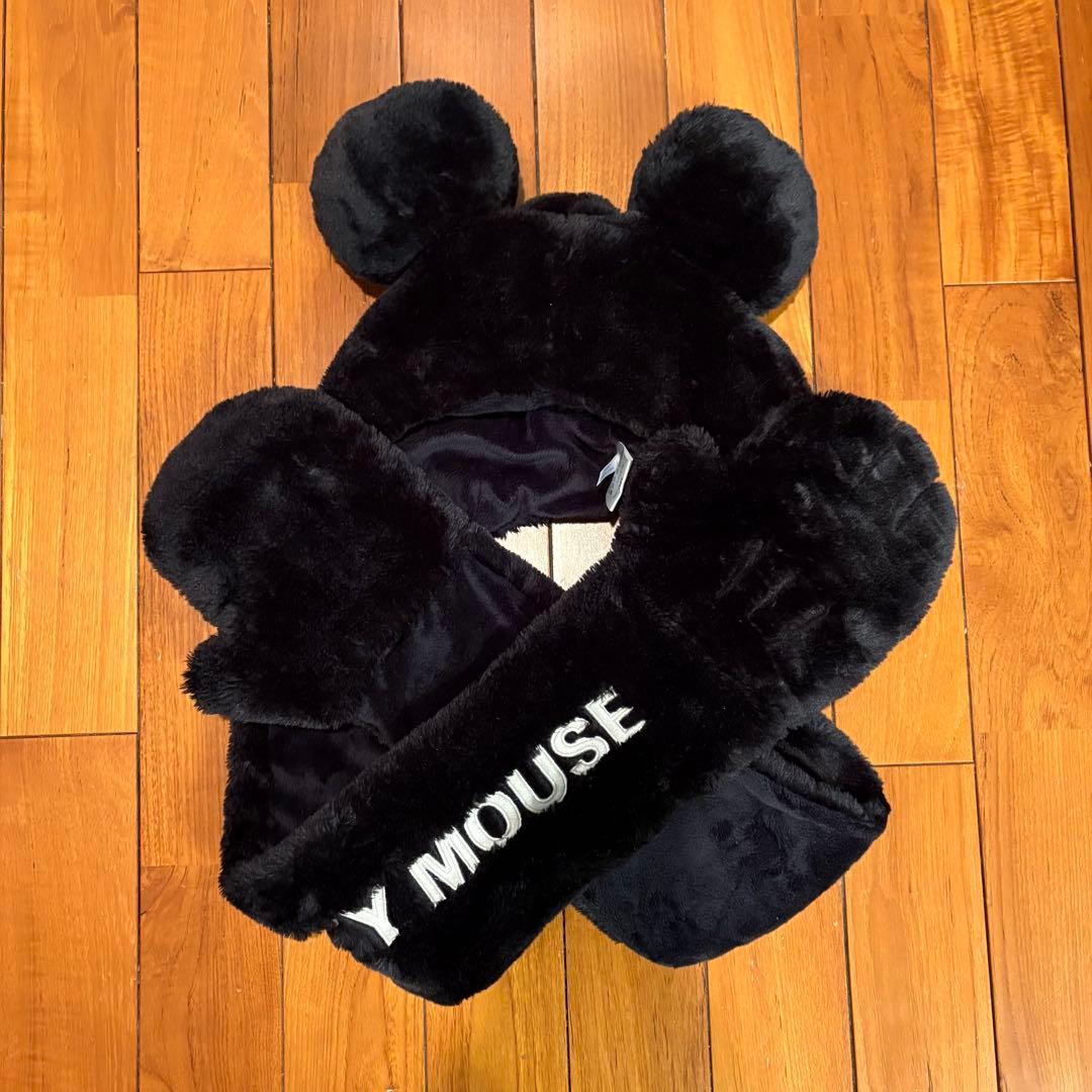 ディズニー ミッキー マフラーファンキャップ 黒 - メルカリ