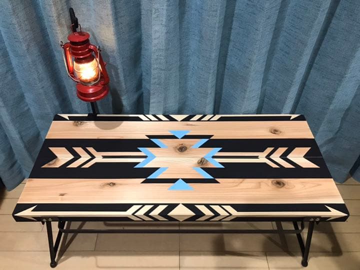 No.563 アイアンローテーブル オルテガテーブル ネイティブ柄 No.245