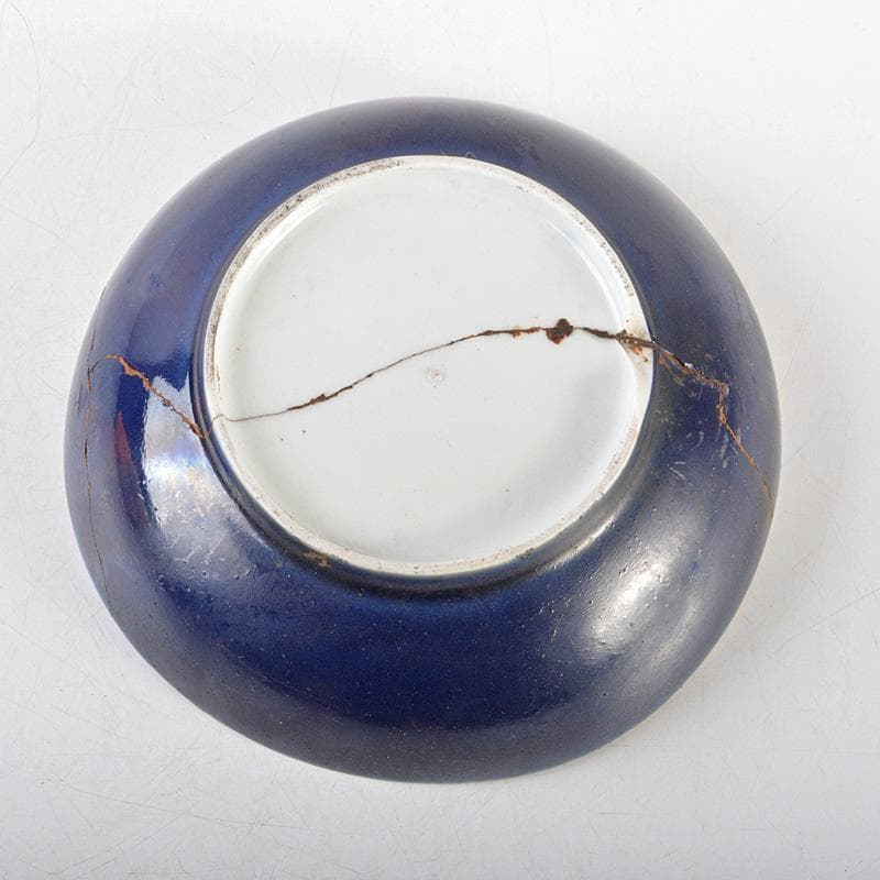 伊万里焼 古伊万里 染付 花文鉢 金継ぎ直し 桐箱付 V