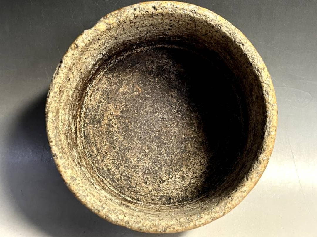 建水□素焼き古建水 小會 石はぜ お茶道具 溢し