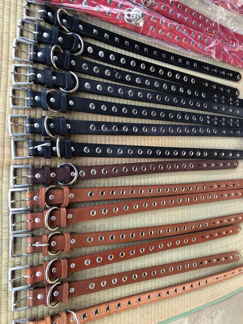 本革製スタッズ付 犬用首輪 渋い首輪 48本セット