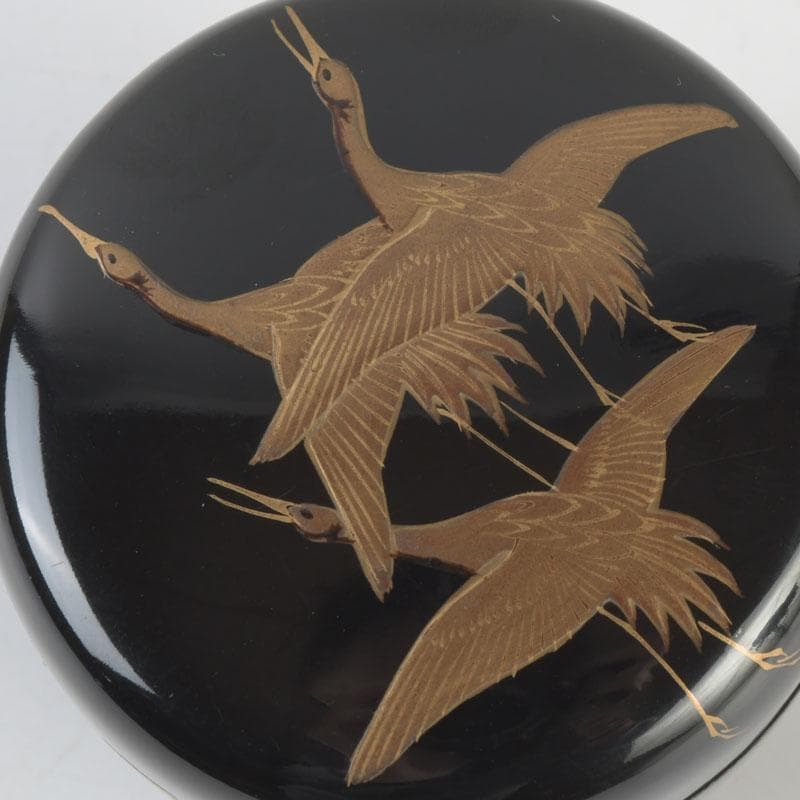 茶道具 黒漆 鳥蒔絵 棗 銘「千歳」 裏千家十一代玄々斎極め箱 V 9787