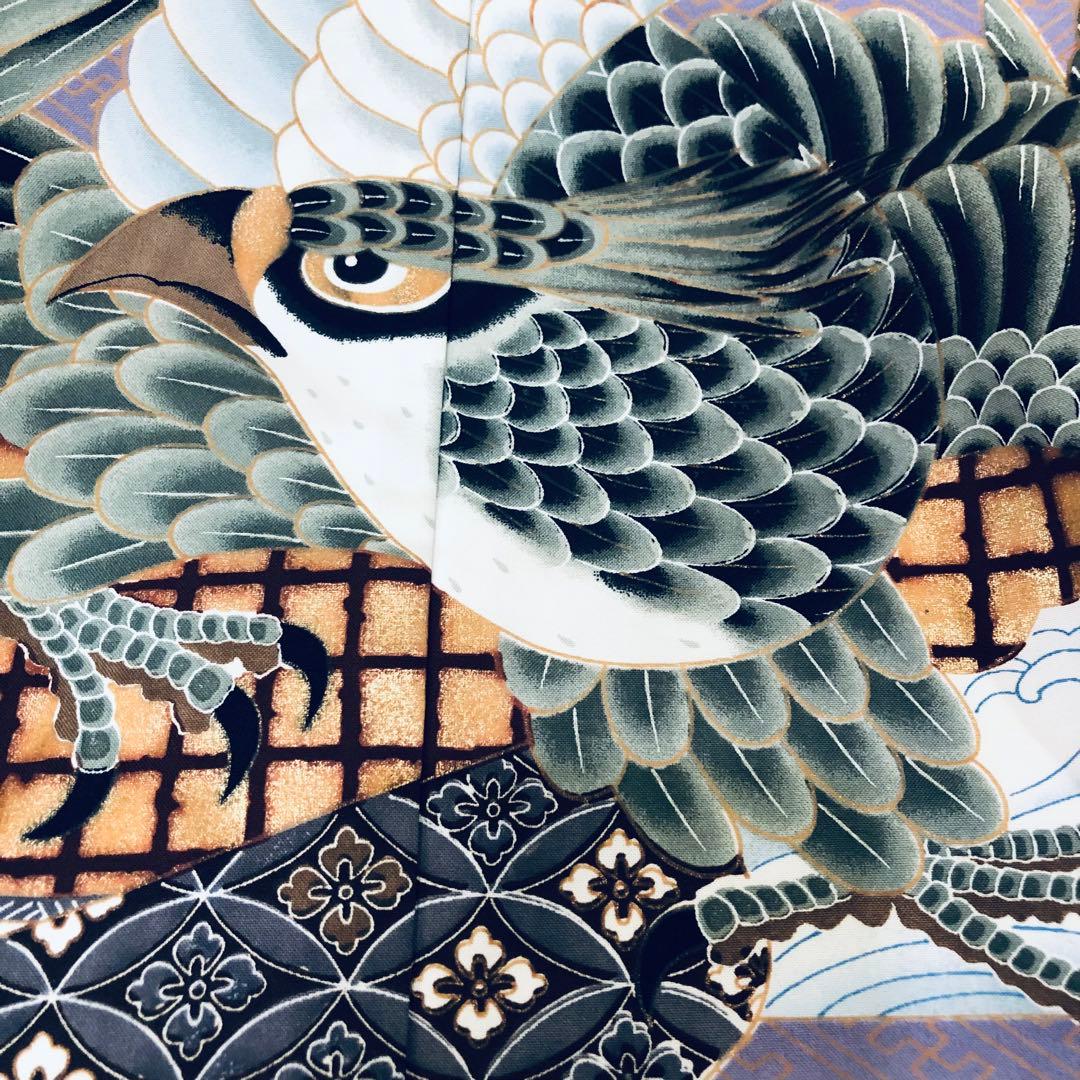 七五三　男の子‼️祝着・羽織・袴セット　鷹扇子波花文金彩⭐︎完全フルセット