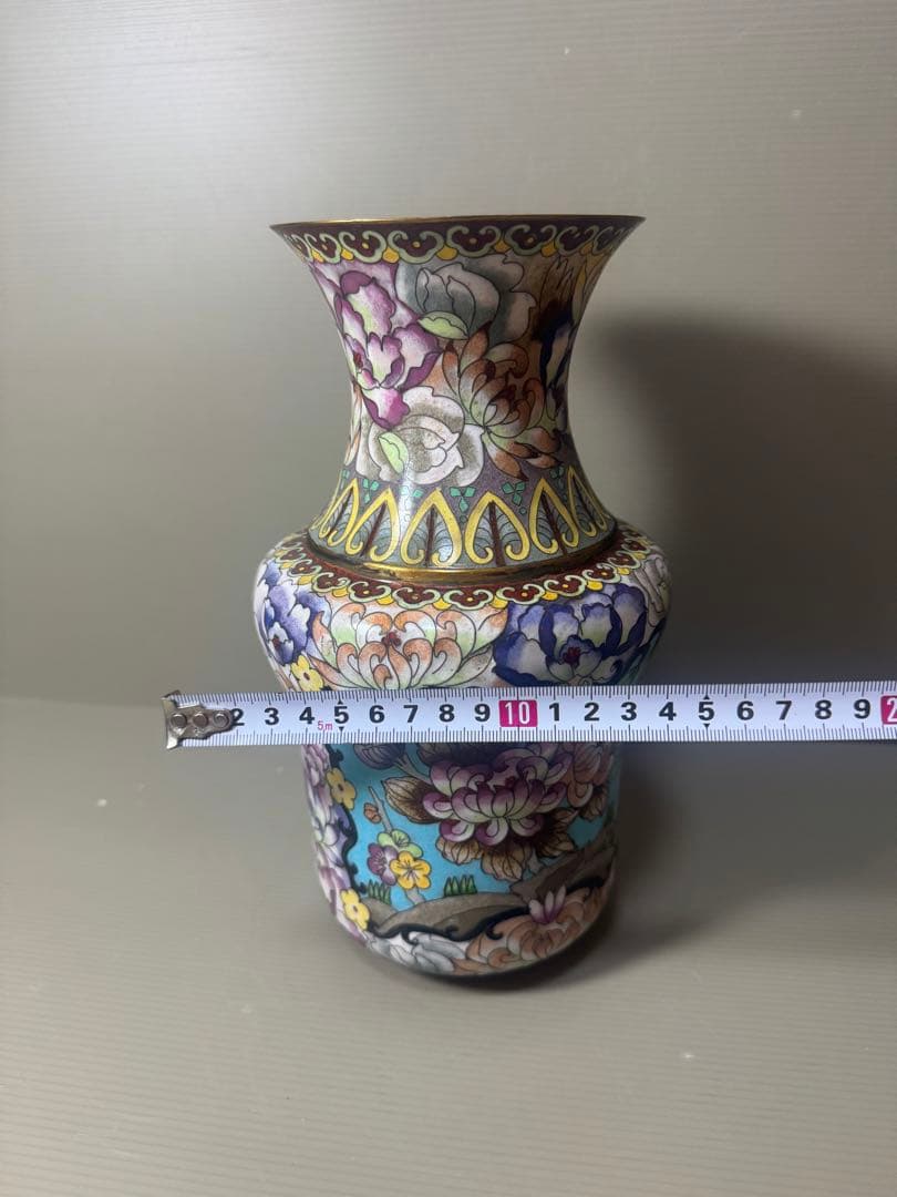 2073 七宝焼　景泰藍　花瓶　時代物