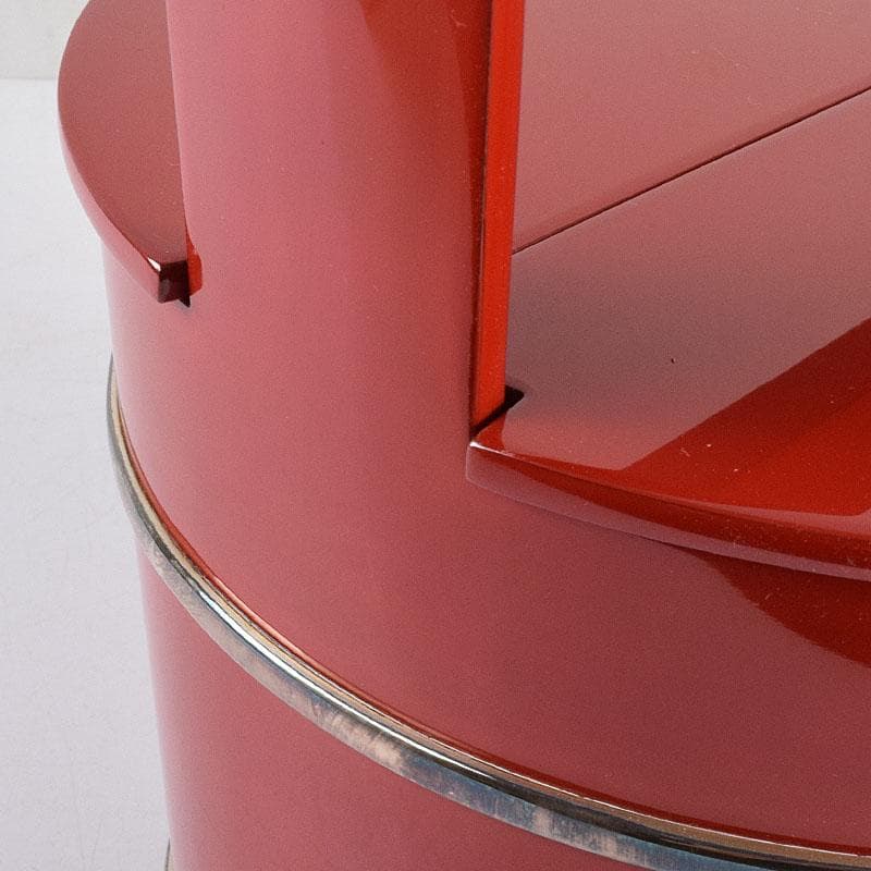 輪島塗　浜木松峰　朱塗銀タガ　手桶水指　堀内宗完(兼中斎)極め箱　VR8538H