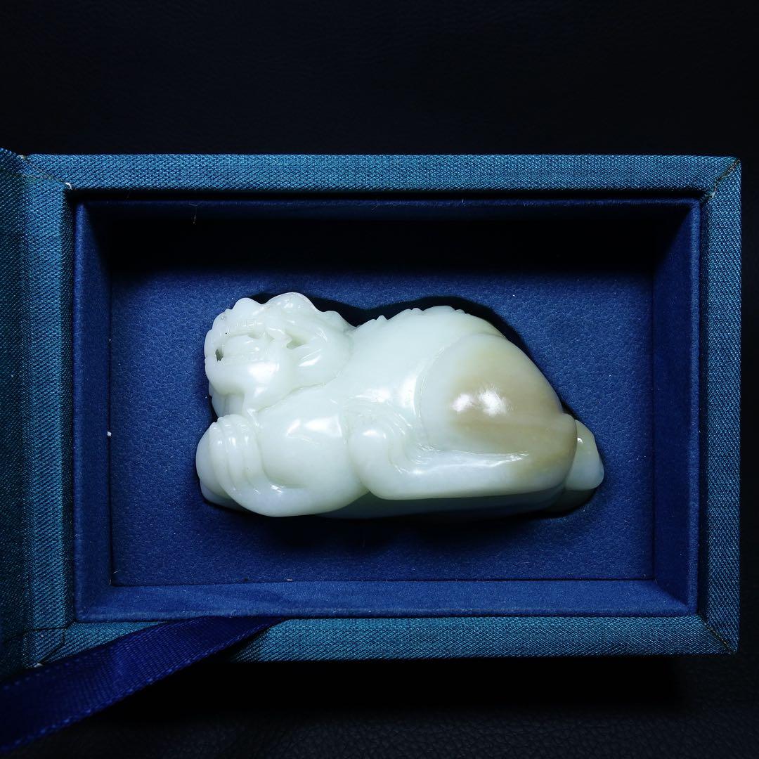 漢時代 和田玉 瑞獣 高古玉 紋彫り件 時代物 中国古美術