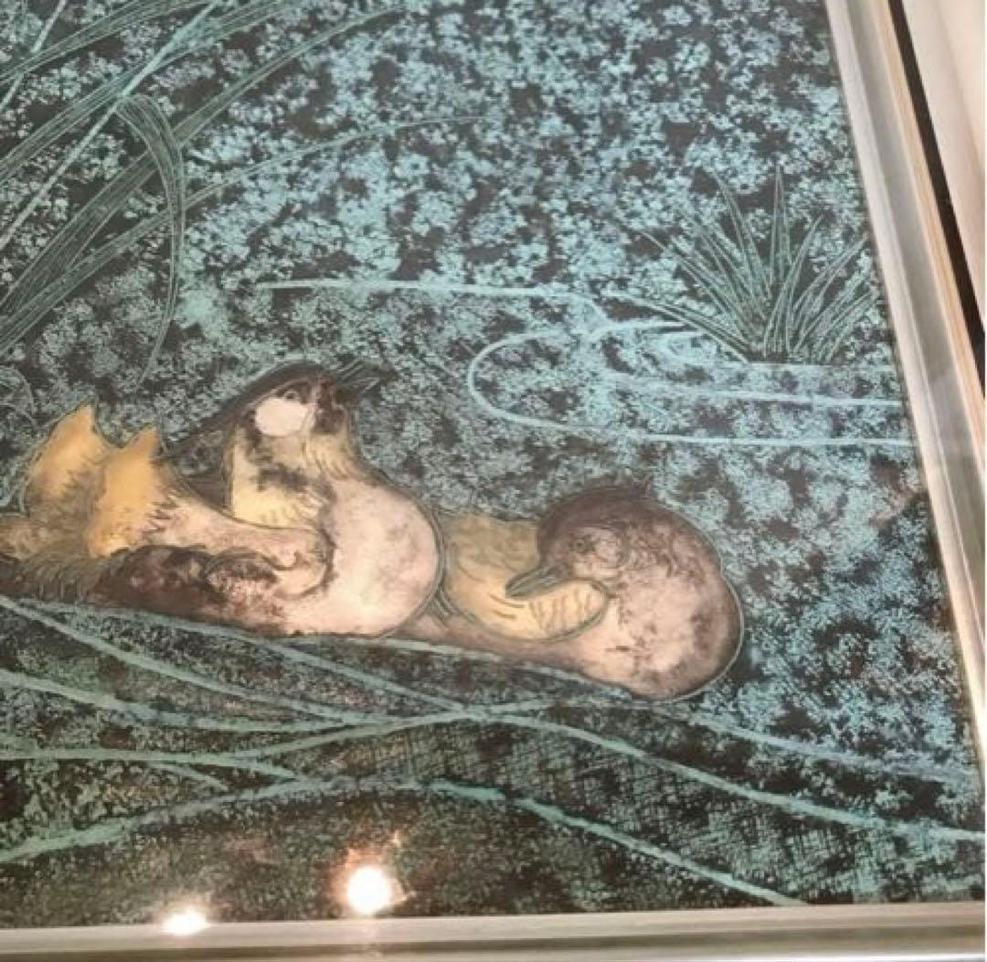 美品　常雄　額入り絵画　水鳥　落ち着いた色合いが素敵な　表現が丁寧で奥深い　壁掛
