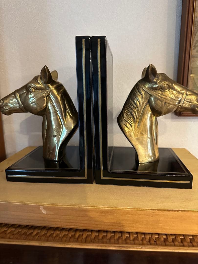 アメリカン ヴィンテージ ホースブックスタンド 馬 真鍮 ペア