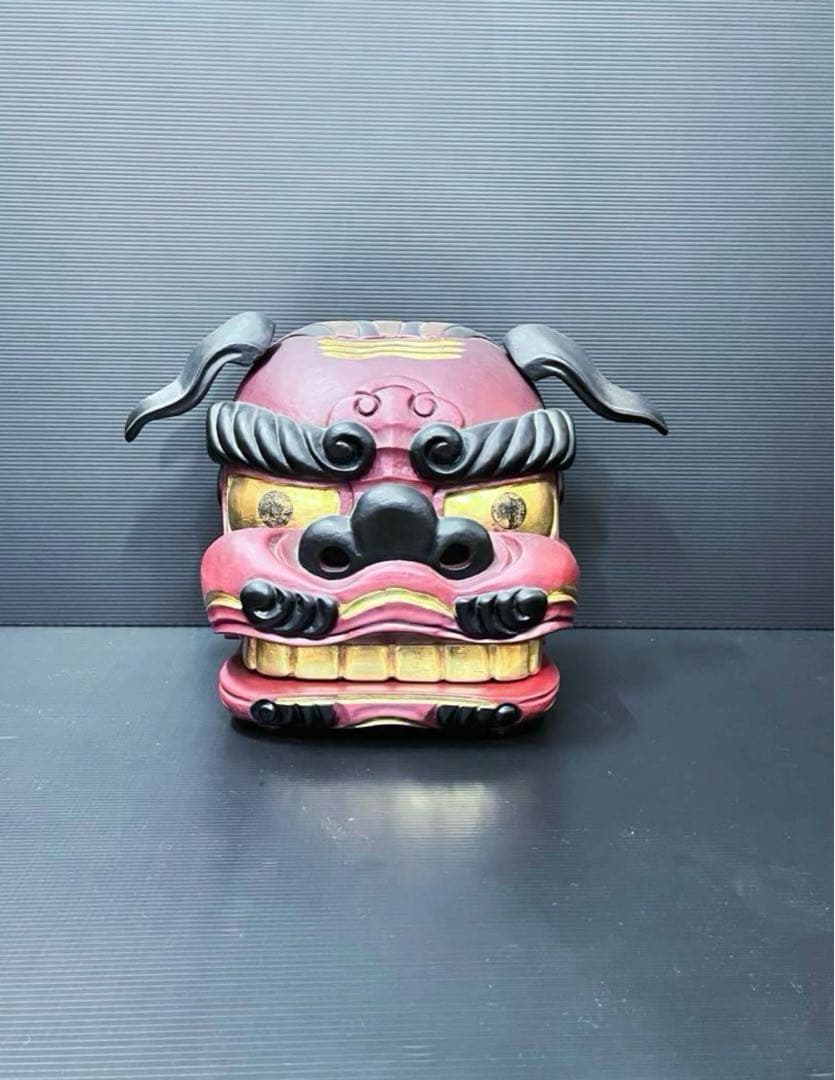 獅子頭 獅子舞 木製獅子頭 特大サイズ 30センチ越え 獅子頭置物 魔