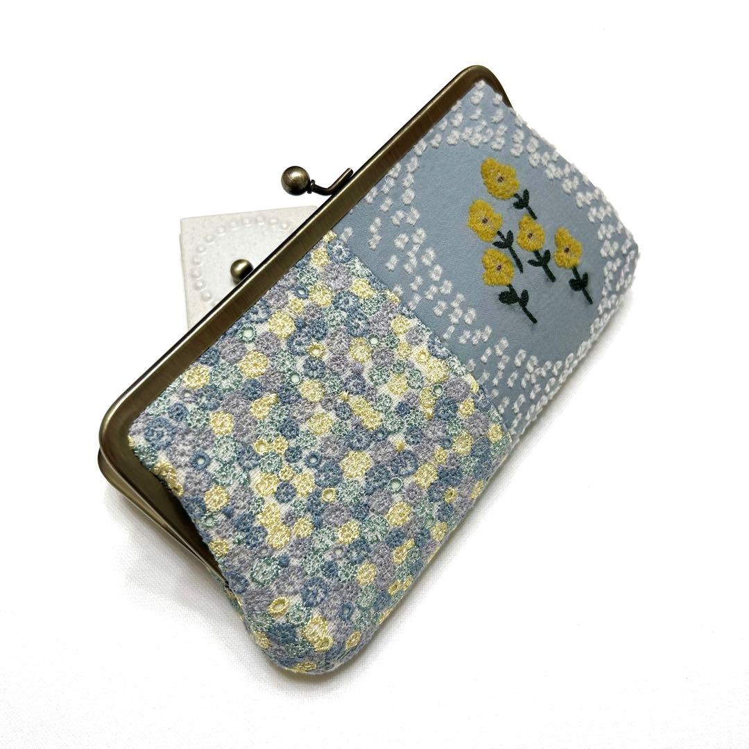 ミナペルホネン　ハンドメイド　がま口　親子長財布　ballade skyful