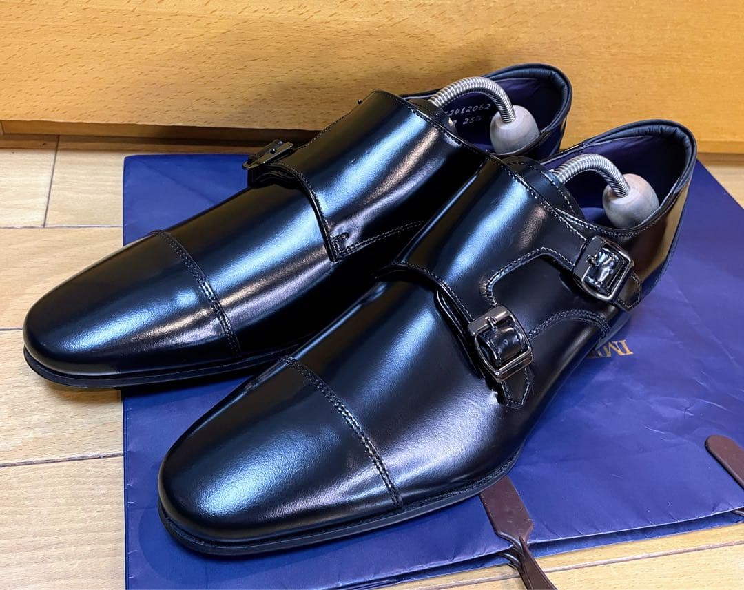 新品リーガルビジネスシューズダブルモンクストラップタフスクラッチレザー25.5