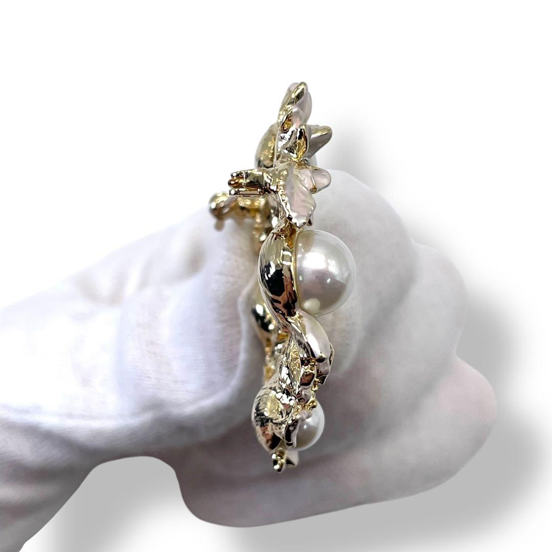 VENDOME BOUTIQUE 貝パール リースブローチ ストーン フラワー