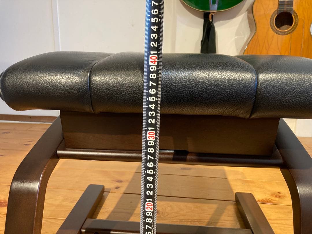 画像29枚 冨士ファニチア ブラック 本革 レザー オットマン スツール リク