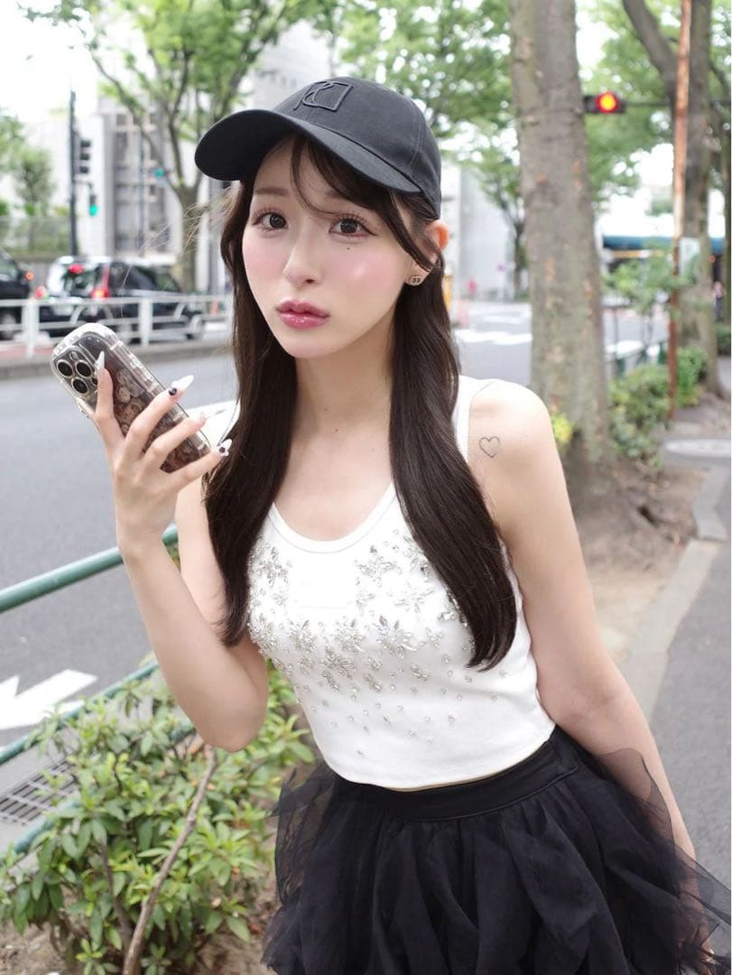 新品タグつき ダーリッチ ジュエリーリブノースリトップス ホワイト 白 F