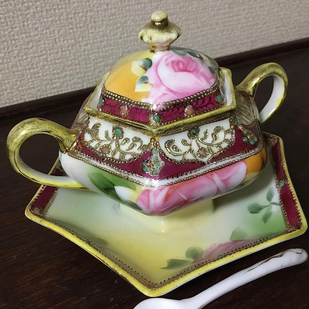 オールドノリタケ◇シュガーポット◇金彩 薔薇
