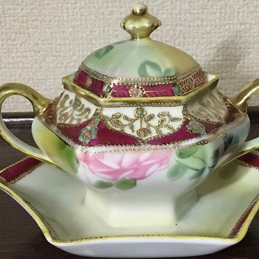 オールドノリタケ◆シュガーポット◆金彩 薔薇