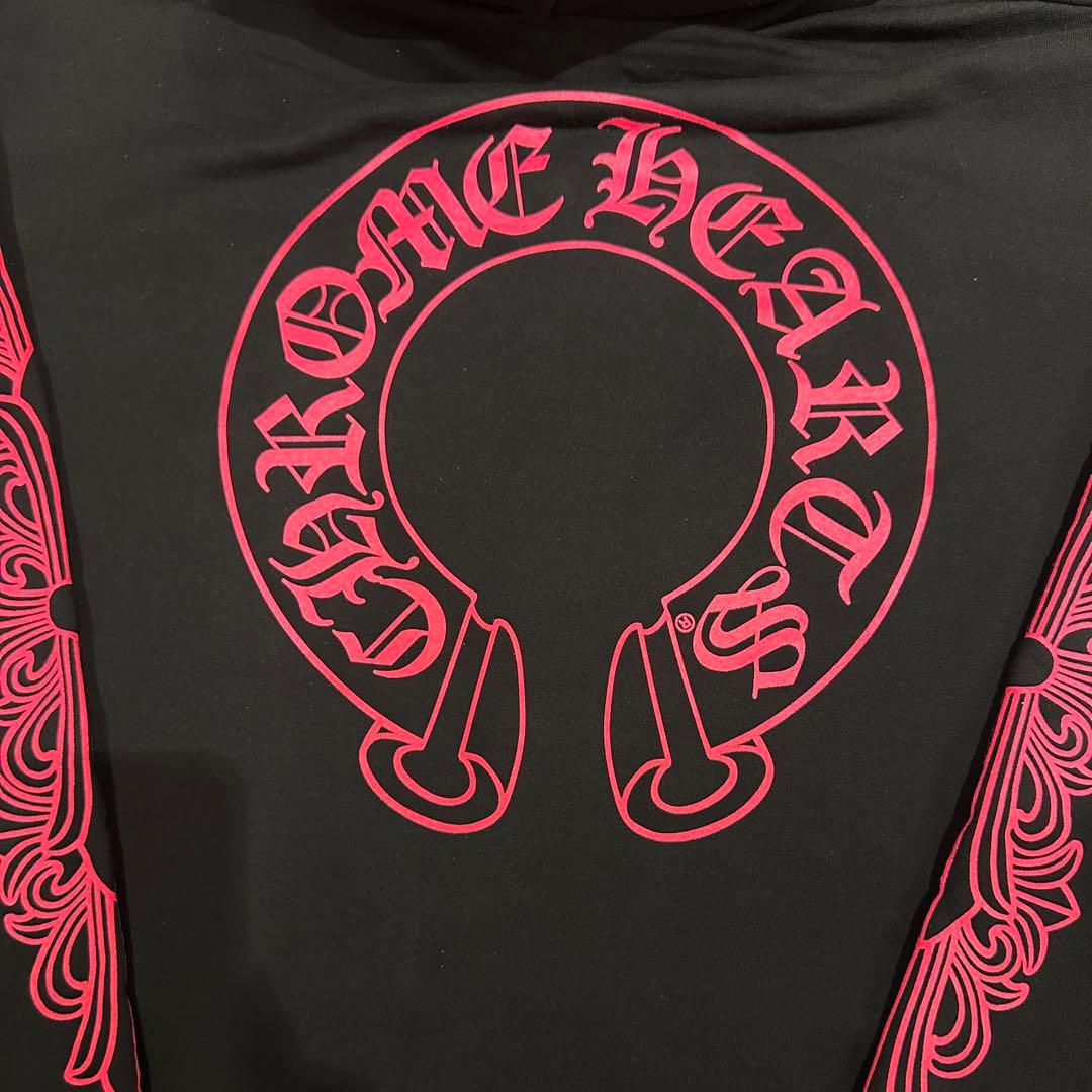 【新品正規品】新作希少クロムハーツ ジップパーカー 黒/ピンク　XLサイズ