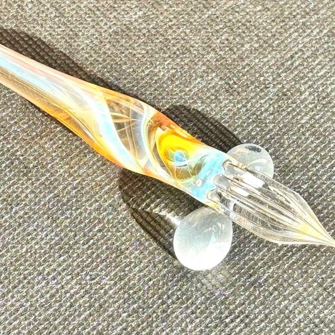 aun ガラスペン マーブルあかね色の空 F (新品未使用)