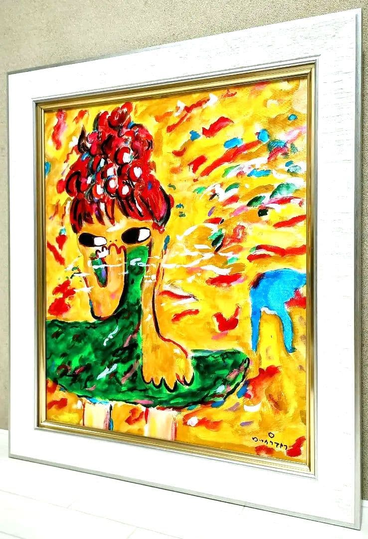 SALE】［F8号］ロッカクアヤコ/肉筆/手描き/表裏サイン有/油彩/アクリル