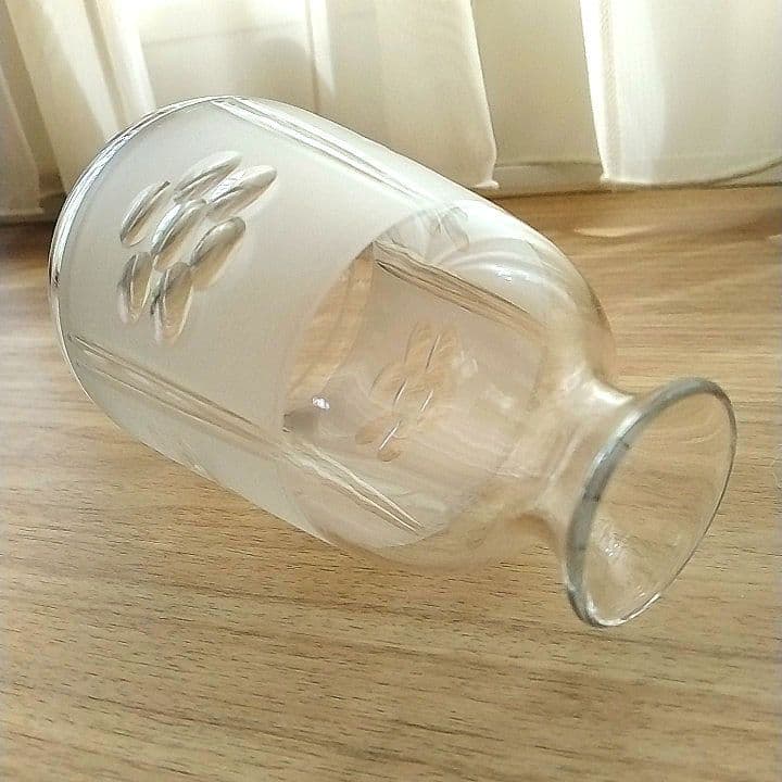 紋様入りガラス徳利 明治期 レア美品 和ガラス レトロ ウランガラス